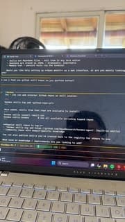 A laptop running a coding agent session in a terminal